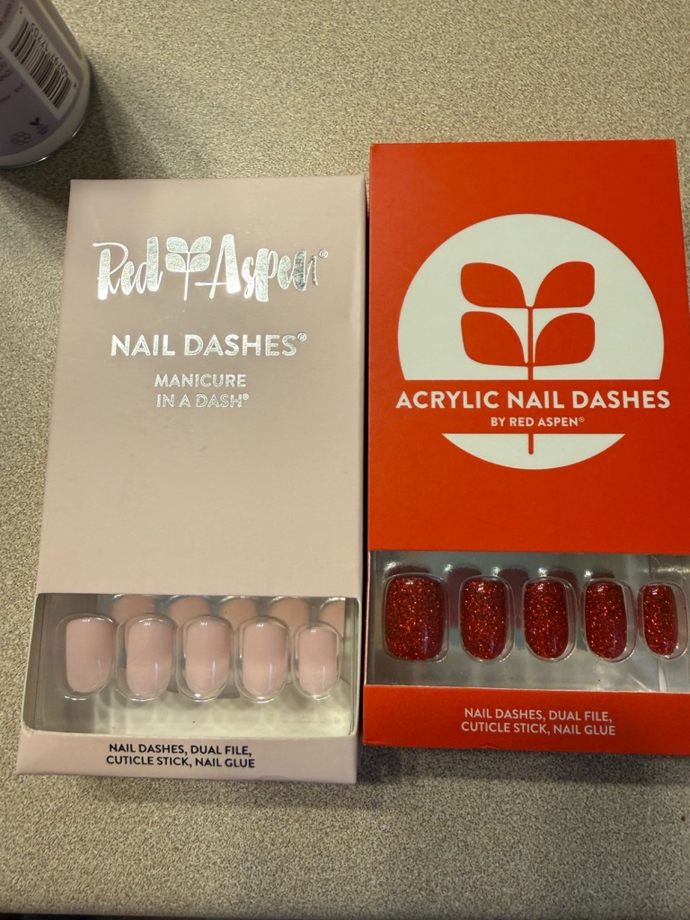 Red Aspen Nail Dashes Set - Light Pink & Red Glitter